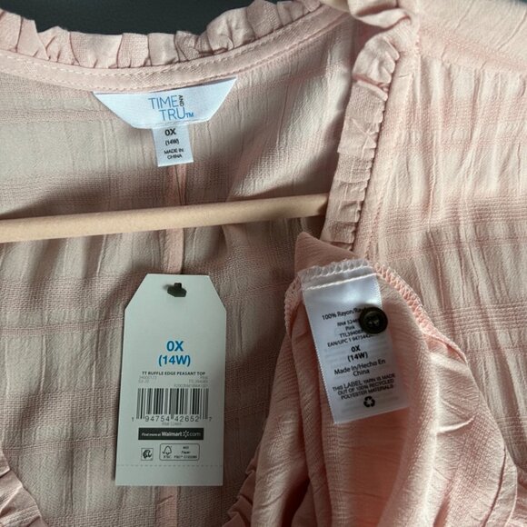 BNWT Blush Peplum Blouse Sz 14 from Time & Tru - Picture 4 of 4